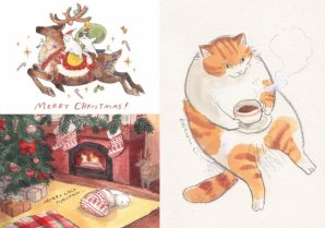 【銀座 蔦屋書店】イラストレーター黒山 Kathy Lamによる日本初の原画展「The Cup Cats」を11月28日（火）より開催。新作原画を中心に、クリスマスカード、カレンダーなどを展開。